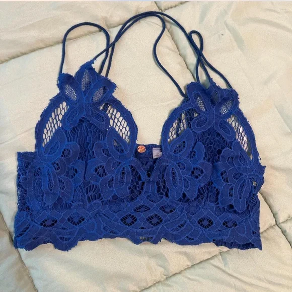 Free People Adella Blue Lace Bralette - Picture 2 of 4